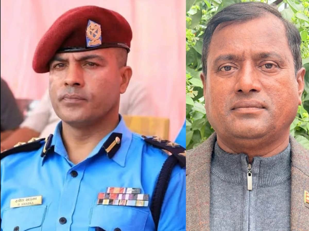 दायाँ लक्ष्मेश्वर यादव र बाँया एसपी रुपेश खडका